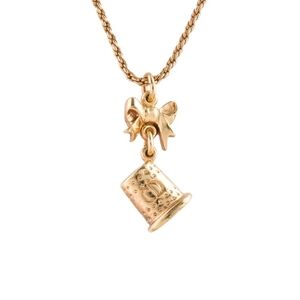 CHRISTIAN DIOR VINTAGE BOW & BELL NECKLACE with Certificate of Authenticity